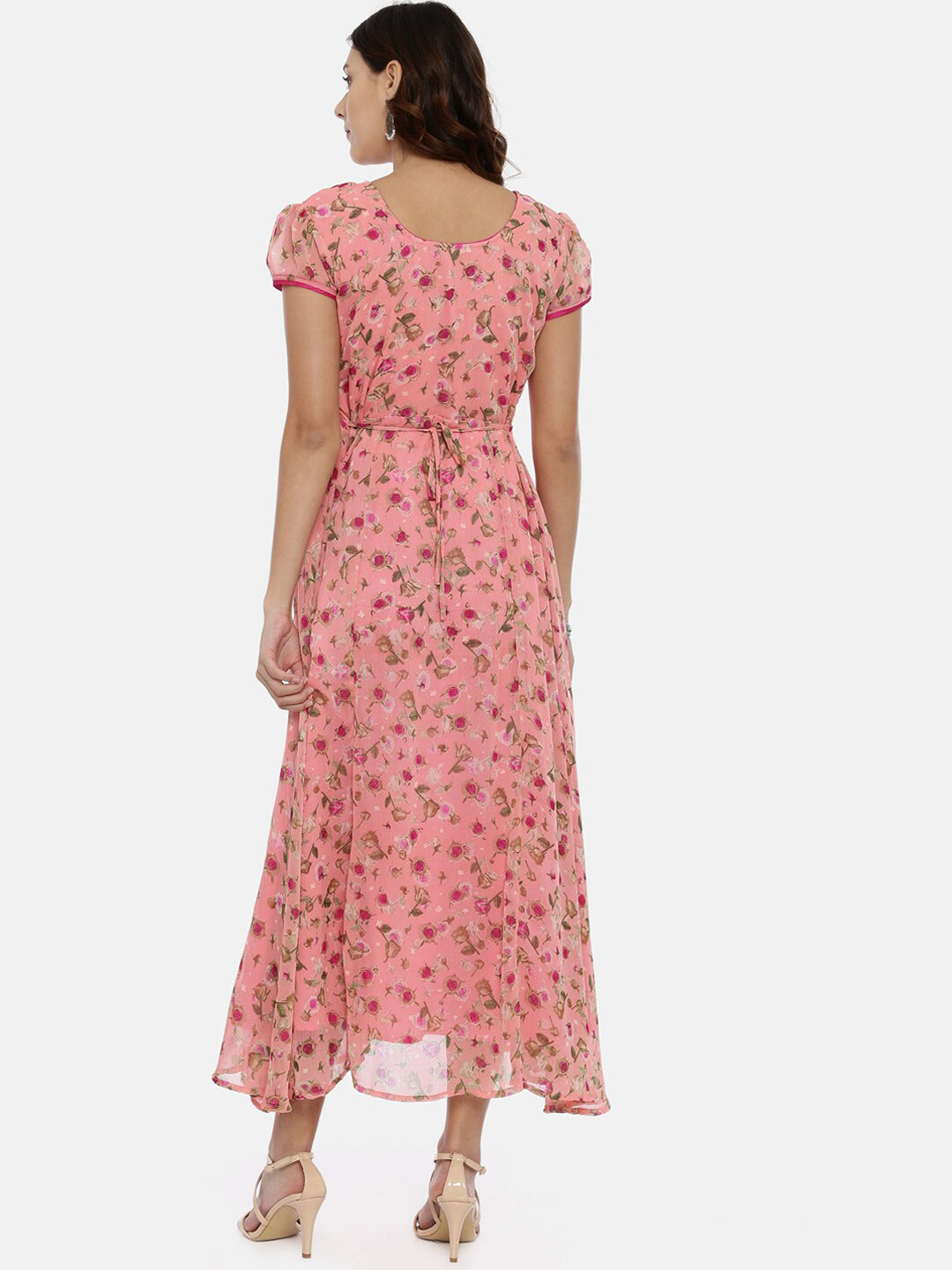 Souchii Women Pink Printed Fit And Flare Beautiful Dress - Swadesiicart