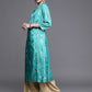 Biba Women Turquoise Blue Ethnic Motifs Foil Printed Keyhole Neck Kurta - Swadesiicart