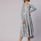 Aks Floral Printed Cold Shoulder Sleeves Pure Georgette Anarkali Kurta