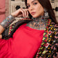 InWeave Red Strappy Kurta Set Black Patola Dupatta - Swadesiicart