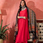 InWeave Red Strappy Kurta Set Black Patola Dupatta - Swadesiicart