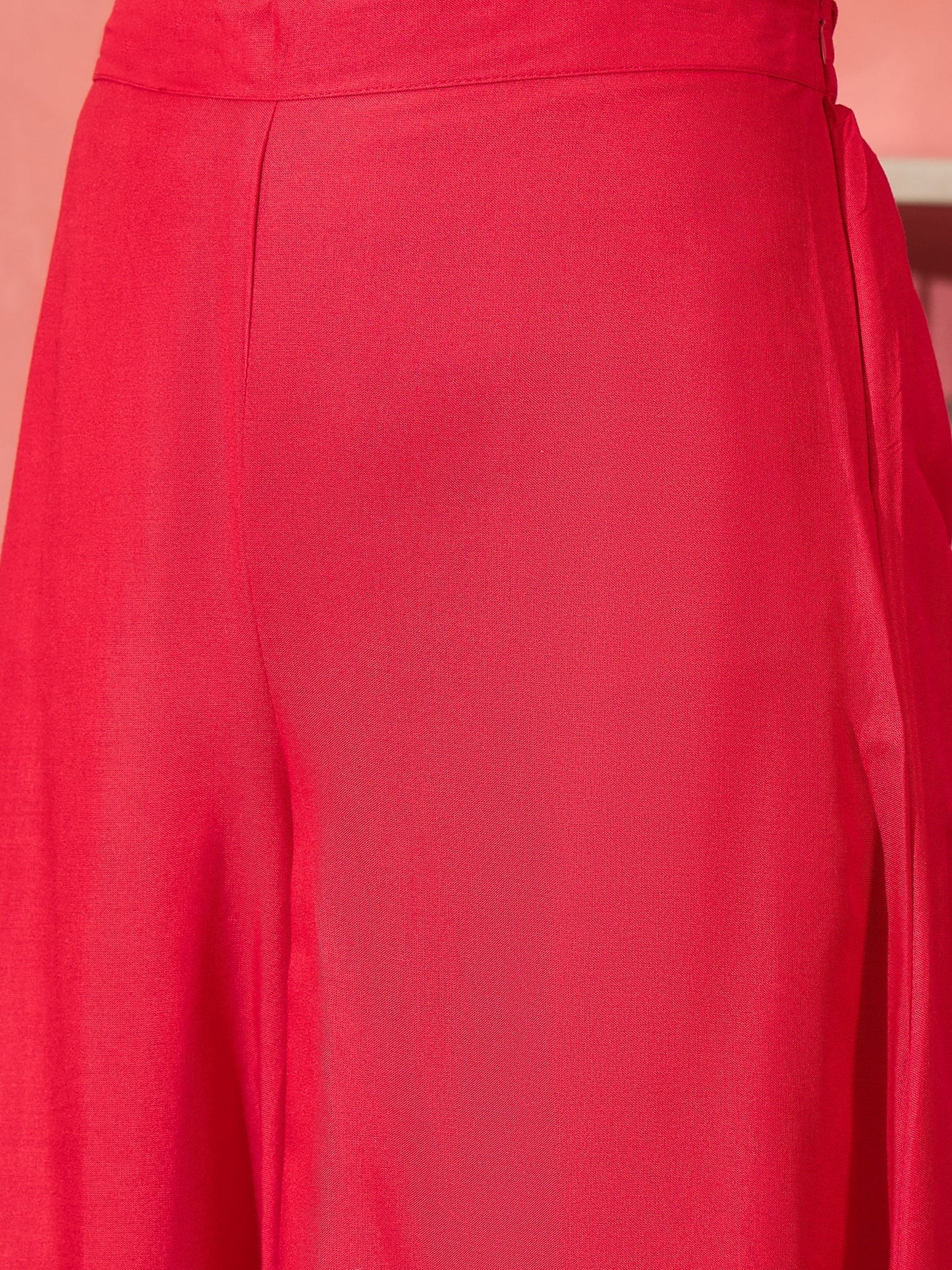 InWeave Red Strappy Kurta Set Black Patola Dupatta - Swadesiicart
