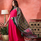 InWeave Fuchsia Strappy Kurta Set Green Patola Dupatta - Swadesiicart