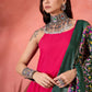 InWeave Fuchsia Strappy Kurta Set Green Patola Dupatta - Swadesiicart