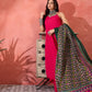 InWeave Fuchsia Strappy Kurta Set Green Patola Dupatta - Swadesiicart