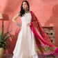 InWeave White Strappy Kurta Set Pink Patola Dupatta - Swadesiicart