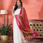 InWeave White Strappy Kurta Set Pink Patola Dupatta - Swadesiicart