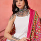 InWeave White Strappy Kurta Set Pink Patola Dupatta - Swadesiicart