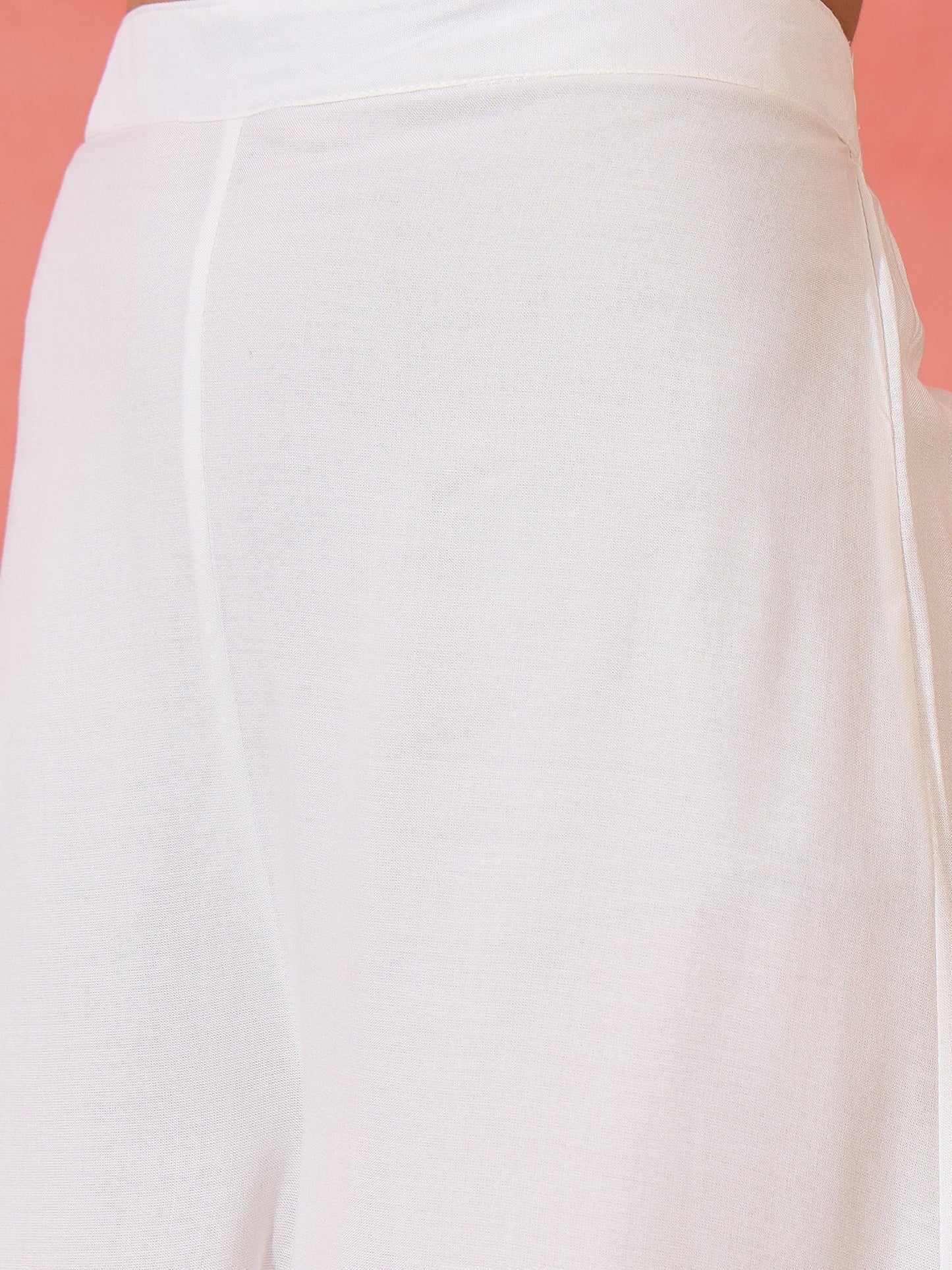 InWeave White Strappy Kurta Set Pink Patola Dupatta - Swadesiicart