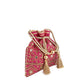 Masq Pink & Gold-Toned Embellished Embroidered Potli Clutch - Swadesiicart