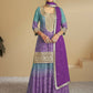 Anaita Purple Digital print with Embroidered Silk Stitched Plazo Suit