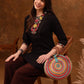 Anouk Floral Yoke Design Thread Work Straight Kurta - Swadesiicart