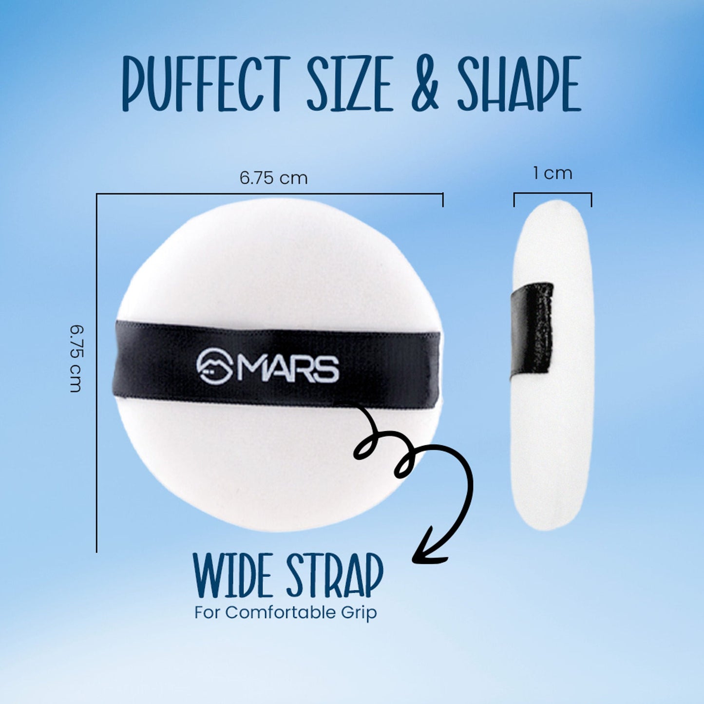 MARS Cosmetics Puffect Powder Puff with Strap - Pack of 2 - Swadesiicart