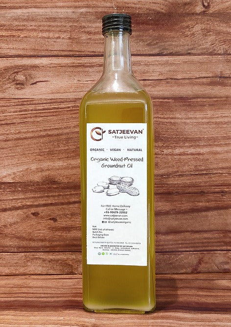 Satjeevan Organic Wood-Pressed Groundnut Oil - Swadesiicart