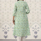 Ode by House of Pataudi Floral Printed Band Collar Pure Cotton Kurta - Swadesiicart