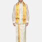 Sethukrishna Men Cream Solid With Angavastram | Swadesiicart