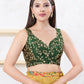 Joban Fashion Dark-Green Mulberry Silk Sleeveless Back Open Blouse - Swadesiicart
