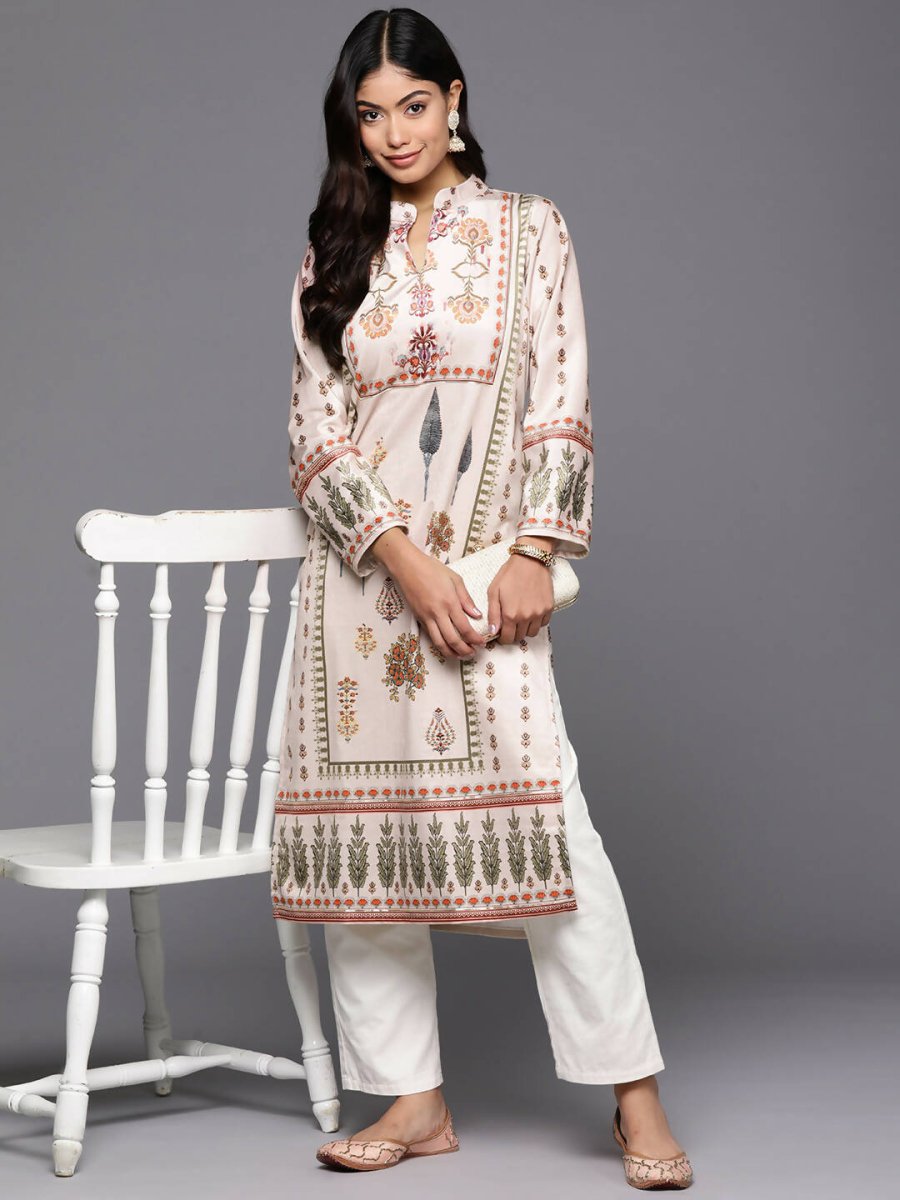 Ahalyaa Women's Traditional wear Kurta - Nude | Swadesiicart
