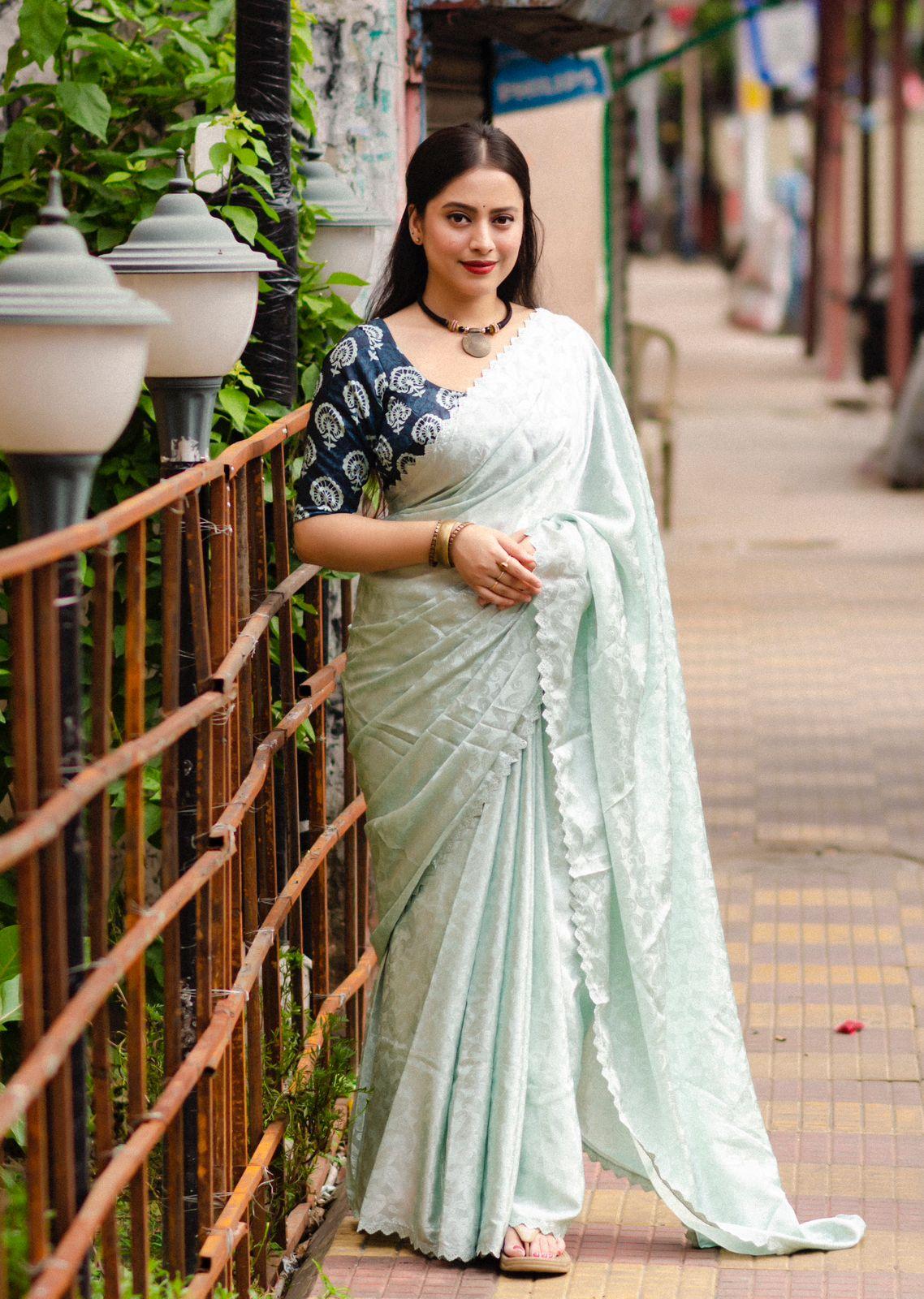 Blue Poly Silk Ethnic Motifs Saree with Unstitched Blouse - Hiral Fashion | Swadesiicart