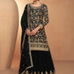 Black Real Chinnon Embroidered Wedding Festive Palazzo Suit - Emponline | Swadesiicart