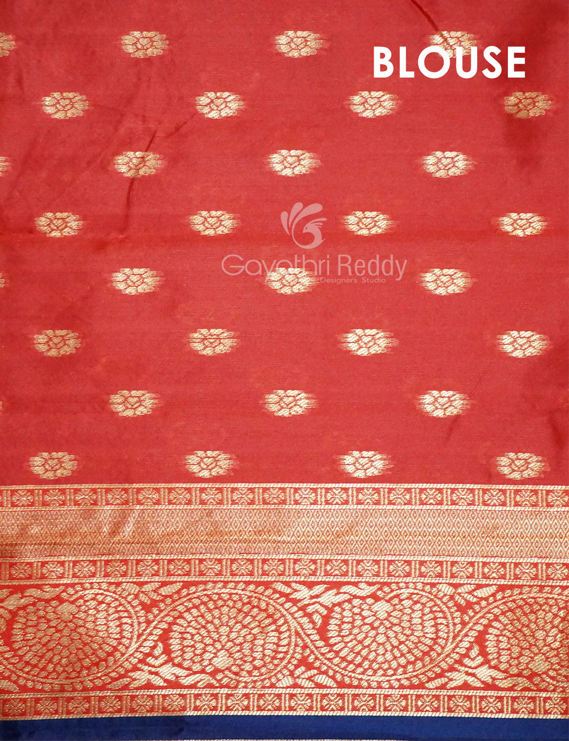 Shades of Navy Blue Floral Designbanaras Semi Silk Saree By Gayathri Reddy Designer Studio | Swadesiicart
