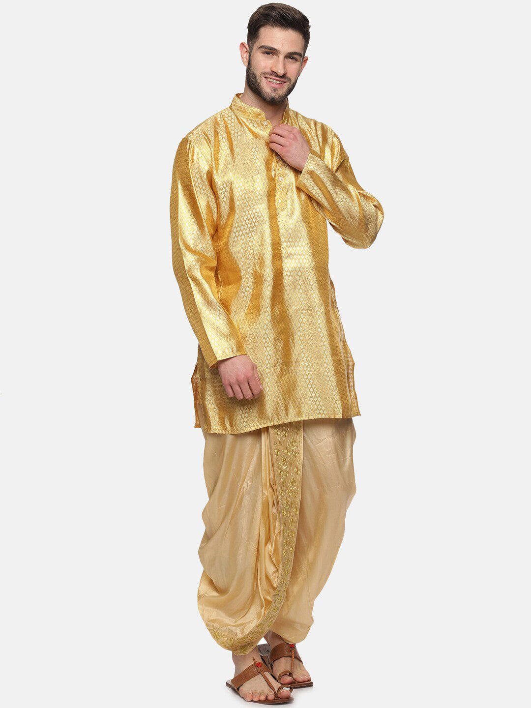 Sethukrishna Men Golden Embroidered Dhoti Pant | Swadesiicart