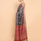 Soch Blue & Pink Floral Zari Silk Blend Ready to Wear Saree | Swadesiicart