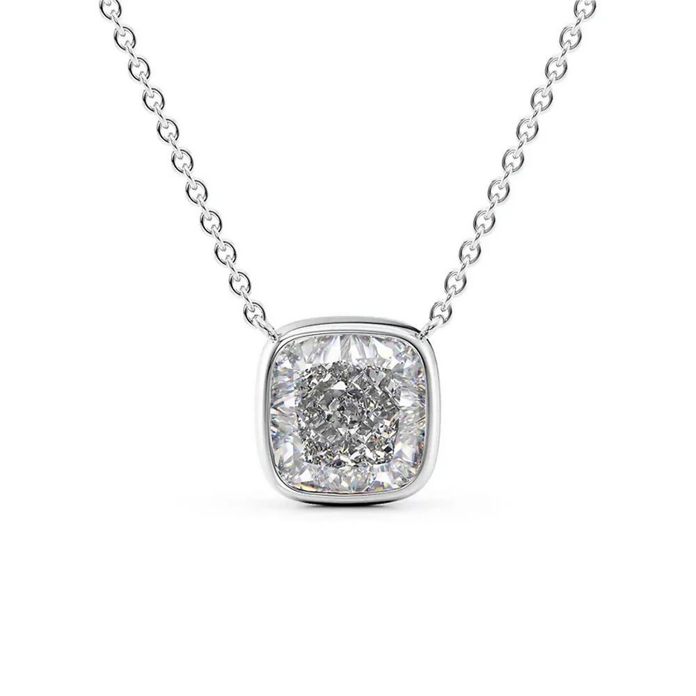 Cauer Elegant 14K White Gold Plated Moissanite Pendant Necklace | Swadesiicart