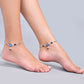 VOJ Set of 2 Silver Plated Evil Eye HandCrafted Adjustable Anklet - Swadesiicart