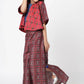 Lil Drama Ethnic Twist Girls Red Print Flared Palazzo With Top And Jacket Co-Ordinate Set - Swadesiicart