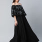 Ahalyaa Women Crepe Printed Black Dress | Swadesiicart