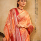 Anaita Orange Soft Tussar Silk With Kalamkari Weaving Saree With Blouse