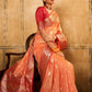 Anaita Orange Soft Tussar Silk With Kalamkari Weaving Saree With Blouse