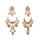 Nuyug 22K Gold Plated Crescent Kundan Drop Pink Stone Chandbali Earrings | Swadesiicart
