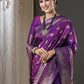 Anouk Purple & Gold-Toned Ethnic Motifs Woven Design Zari Banarasi Saree | Swadesiicart