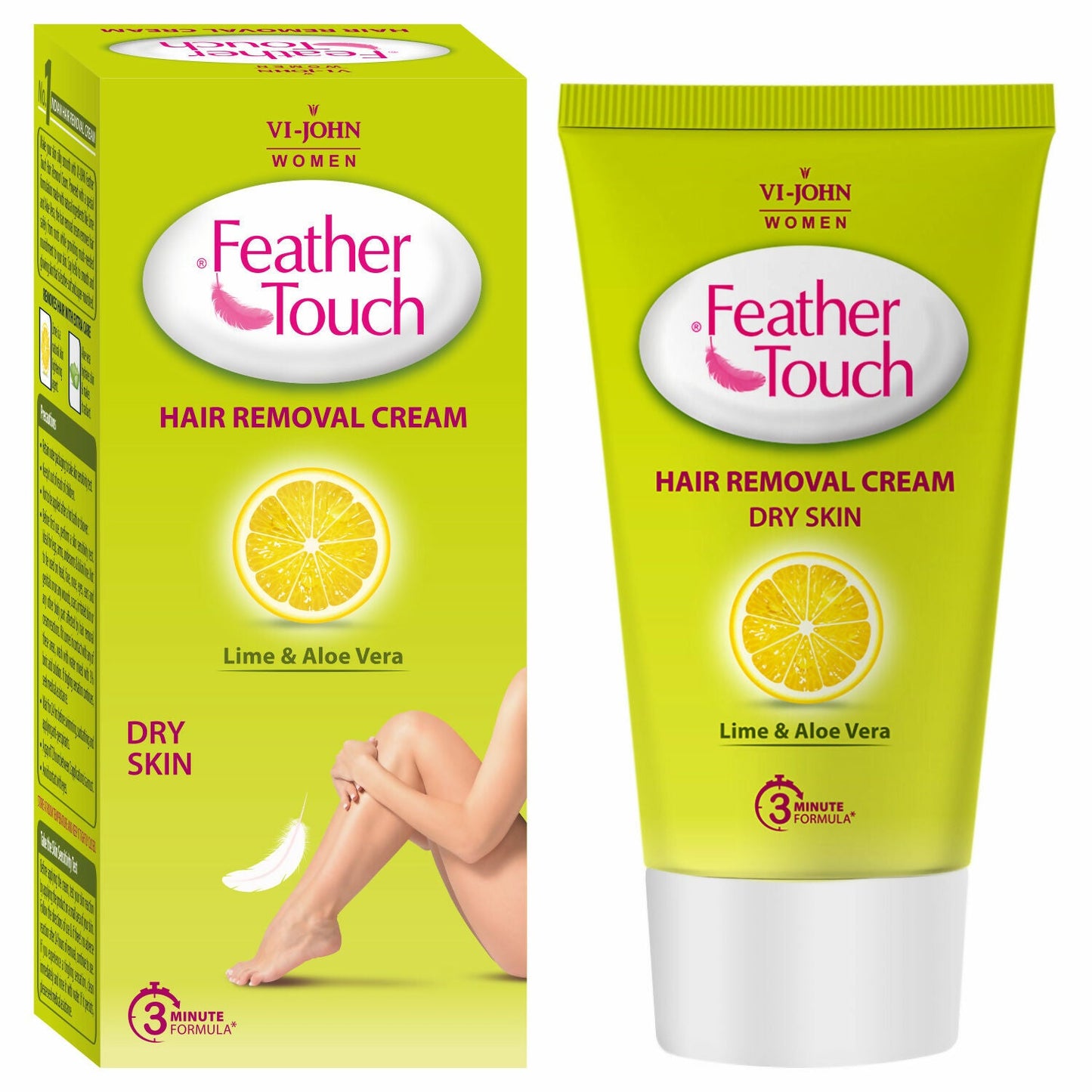 VI-JOHN Feather Touch Lime & Aloevera Hair Removal Cream for Women for Dry Skin, Suitable for Legs, Underarms, Bikini Line, Arms | Swadesiicart