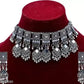 Tehzeeb Creations Women's Silver Colour Oxidised Necklace And Earrings Set - Swadesiicart