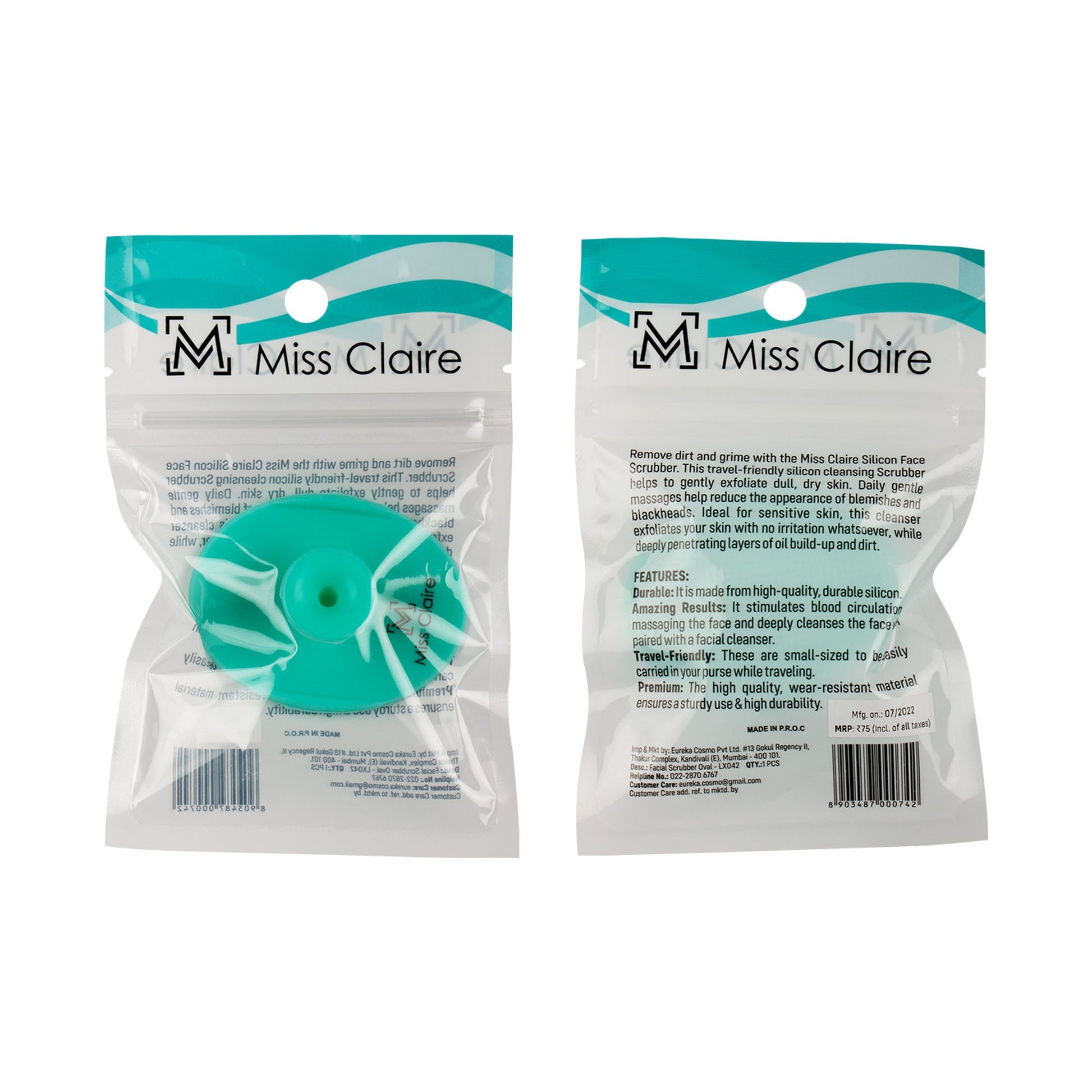 Miss Claire Lx042 Facial Scrubber Oval - Green | Swadesiicart