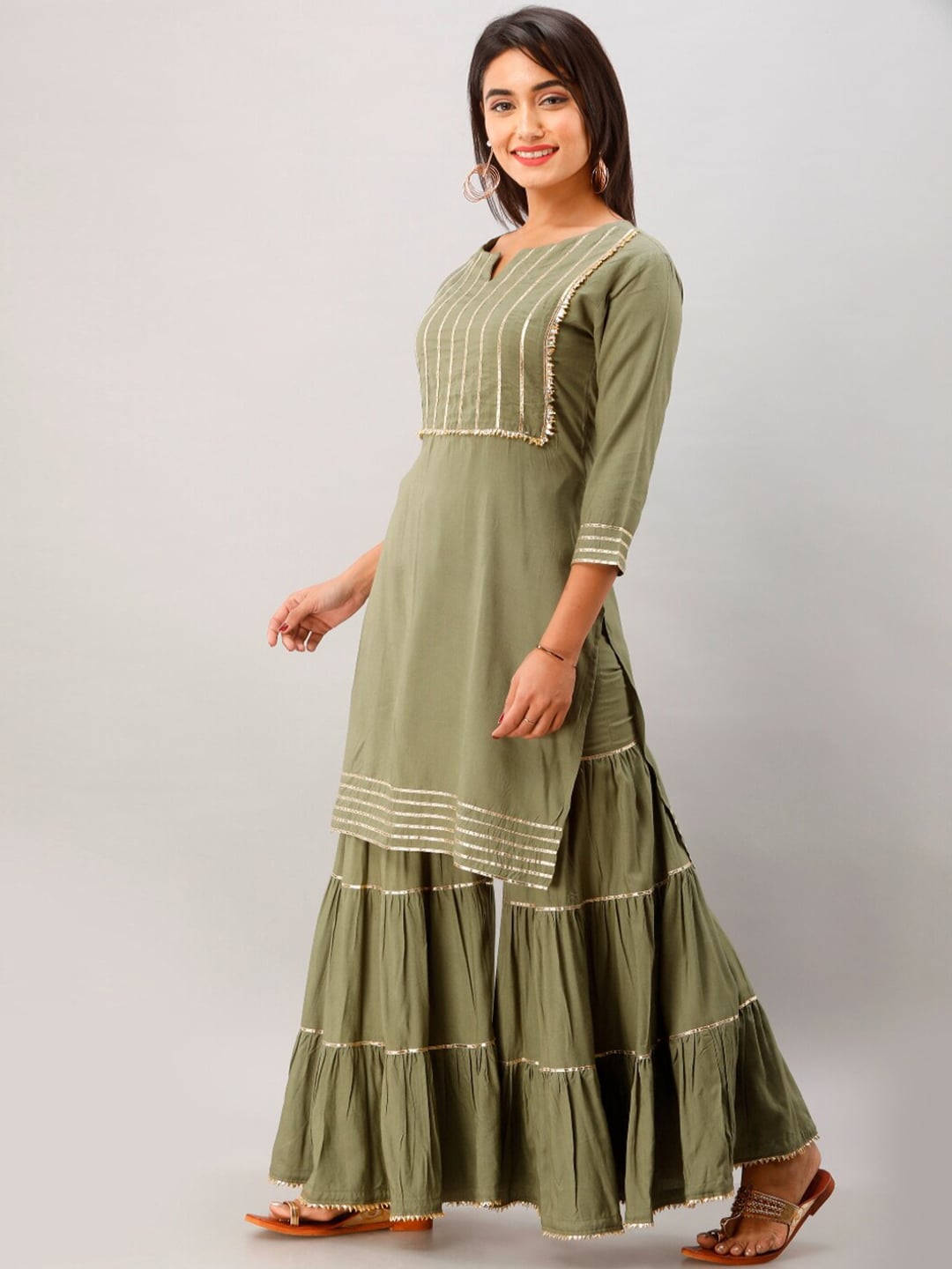 Kalini Women Green Kurta with Sharara | Swadesiicart