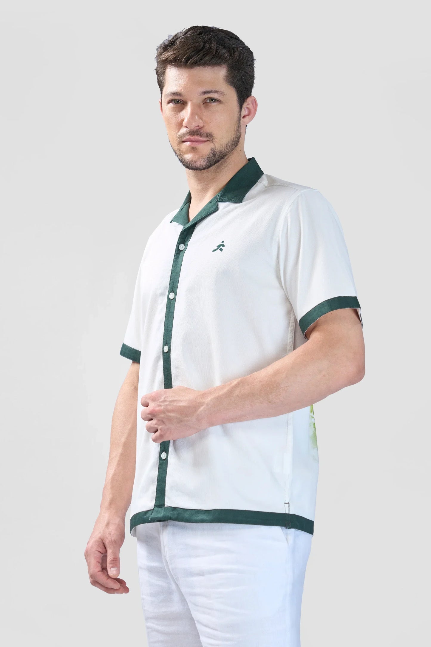 Xkind White Polo Backprinted Textured Relaxed Fit Shirt | Swadesiicart