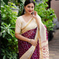 Maroon Polycotton Ethnic Motifs Saree with Unstitched Blouse - Hiral Fashion | Swadesiicart