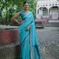 Vishnu Weaves Women's Firozi Soft Silk Zari Woven Saree with Blouse - Swadesiicart