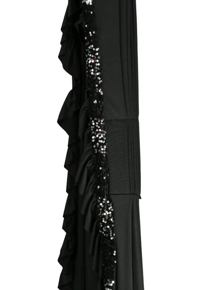 Mominos Fashion All Season Wear Black Ruffled Ready To Wear Saree | Swadesiicart