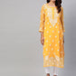 ADA Women Mustard & White Chikankari Embroidered Sustainable Kurta with Trousers & Inner | Swadesiicart