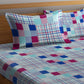 BOMBAY DYEING Marigold Blue Geometric Cotton 104 TC King Bedsheet With 2 Pillow Covers - Swadesiicart