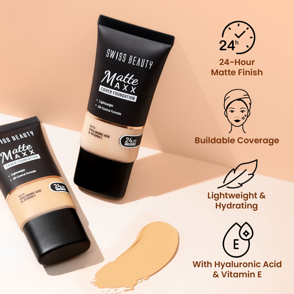 Swiss Beauty Matte Maxx Cover Foundation - 6 Deep Warm | Swadesiicart