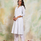 HOUSE OF KARI Women Notch Neck Floral Embroidered Chikankari Shadow Work Cotton Kurta | Swadesiicart