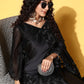 Tikhi Imli Black Floral Sequinned Satin Saree | Swadesiicart