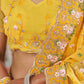 Tikhi Imli Yellow Ethnic Motifs Beads and Stones Embroidered Saree | Swadesiicart