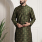 Sojanya Men Green & Brown Ethnic Motifs Printed Kurta | Swadesiicart